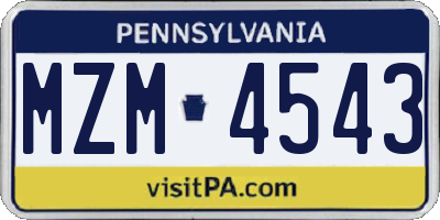PA license plate MZM4543