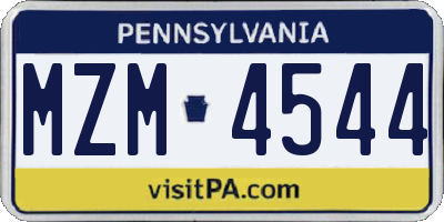 PA license plate MZM4544
