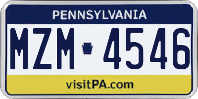 PA license plate MZM4546