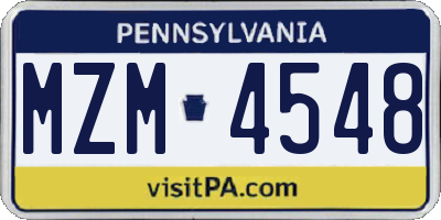PA license plate MZM4548