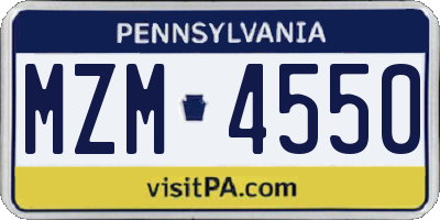 PA license plate MZM4550