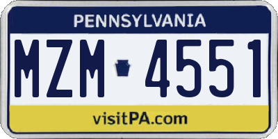 PA license plate MZM4551