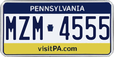 PA license plate MZM4555