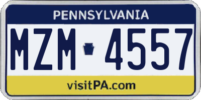 PA license plate MZM4557