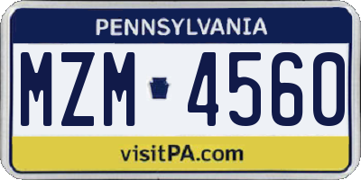 PA license plate MZM4560