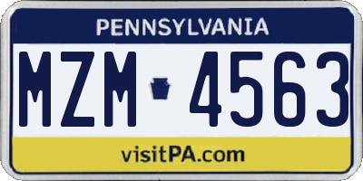 PA license plate MZM4563