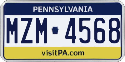 PA license plate MZM4568