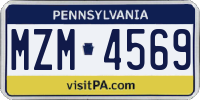 PA license plate MZM4569