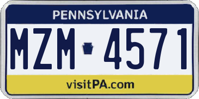 PA license plate MZM4571
