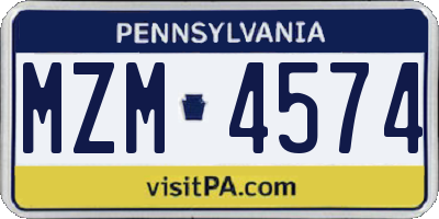 PA license plate MZM4574