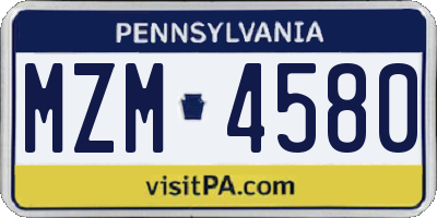 PA license plate MZM4580
