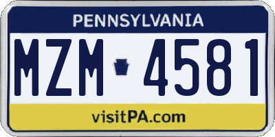 PA license plate MZM4581