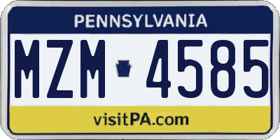 PA license plate MZM4585