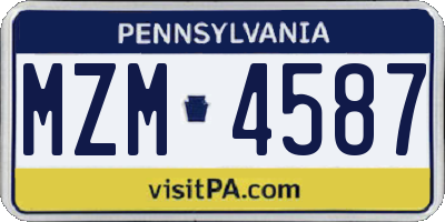 PA license plate MZM4587