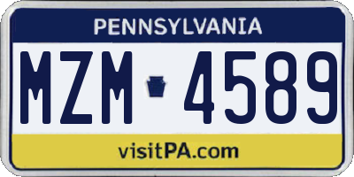 PA license plate MZM4589