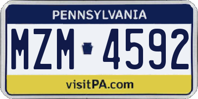 PA license plate MZM4592