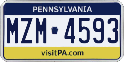 PA license plate MZM4593
