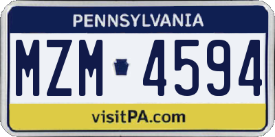 PA license plate MZM4594