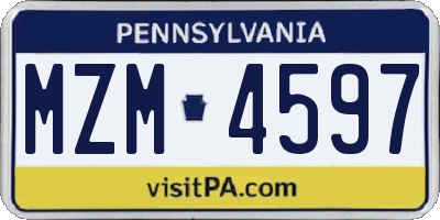PA license plate MZM4597