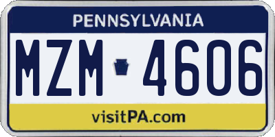 PA license plate MZM4606