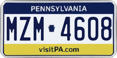PA license plate MZM4608
