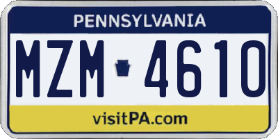 PA license plate MZM4610