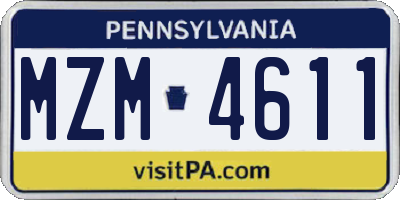 PA license plate MZM4611