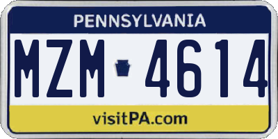 PA license plate MZM4614