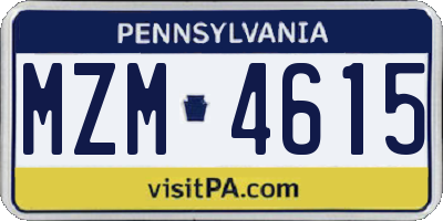 PA license plate MZM4615