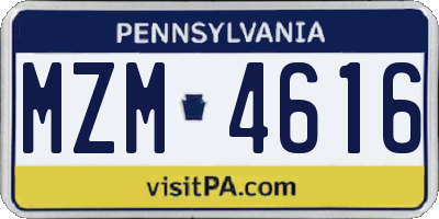 PA license plate MZM4616