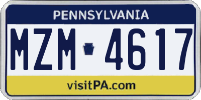 PA license plate MZM4617