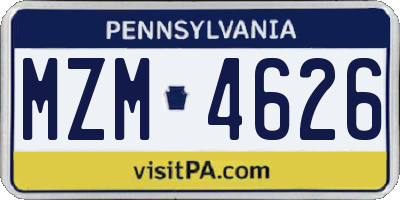 PA license plate MZM4626
