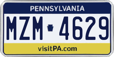 PA license plate MZM4629