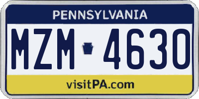 PA license plate MZM4630