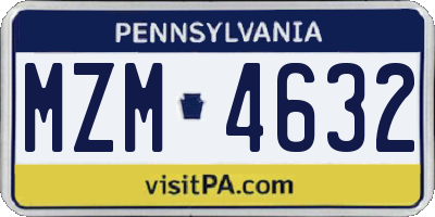 PA license plate MZM4632