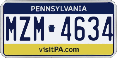 PA license plate MZM4634