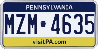 PA license plate MZM4635