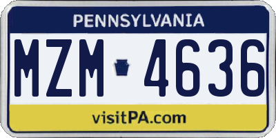 PA license plate MZM4636