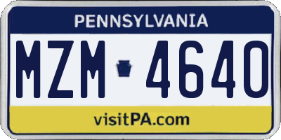PA license plate MZM4640