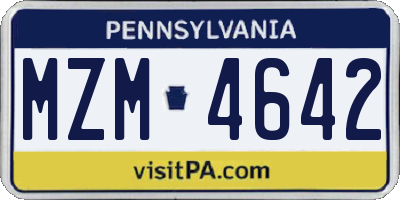 PA license plate MZM4642