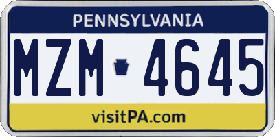 PA license plate MZM4645