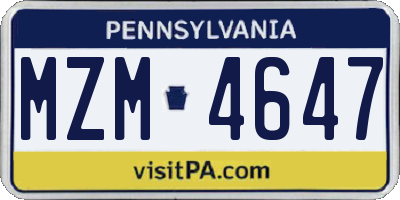 PA license plate MZM4647