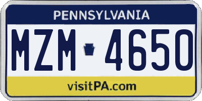 PA license plate MZM4650