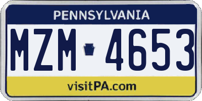 PA license plate MZM4653