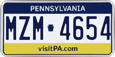 PA license plate MZM4654