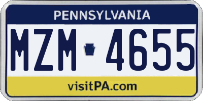 PA license plate MZM4655