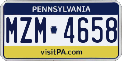 PA license plate MZM4658