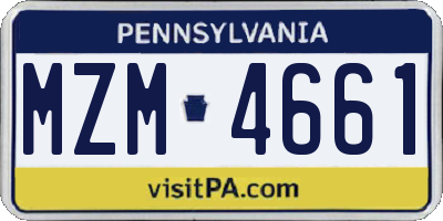 PA license plate MZM4661
