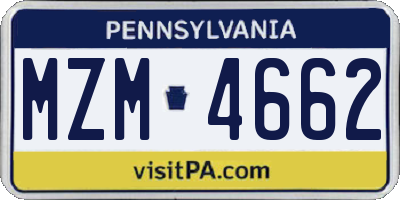 PA license plate MZM4662
