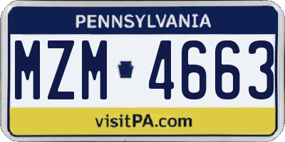 PA license plate MZM4663